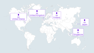 World map highlighting Nightingale Health operations in the United States, United Kingdom, Finland, Japan, and Singapore, infographic.