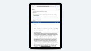 iPad displaying the publication “Serum Metabolomics Improves Risk Stratification for Incident Heart Failure”, screenshot.