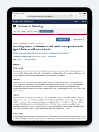 Improving 10 year cardiovascular risk prediction in patients with type 2 diabetes with metabolomics