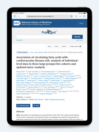 Publication: Association of circulating fatty acids with cardiovascular disease risk.